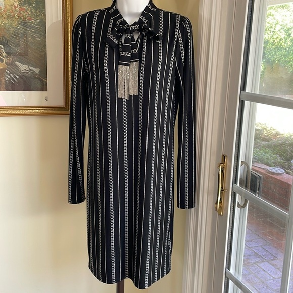 MICHAEL KORS DRESS Chain print, Tie front with chains Size XS - Picture 11 of 12